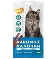 Мнямс Лакомые палочки для кошек (Лосось, форель), 5 г х 3 шт (упаковка)