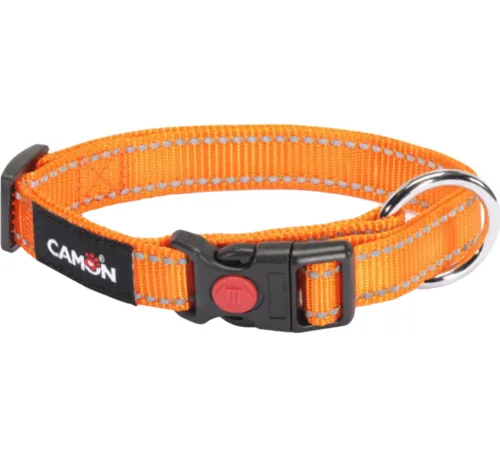 CAMON Ошейник со светоотражающими швами, оранжевый, 25 мм x 42/68 см