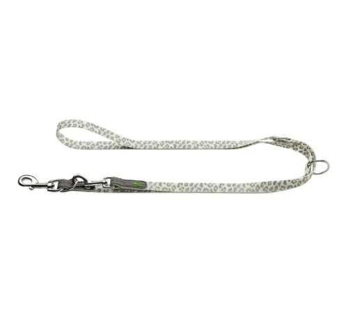 Hunter Регулируемый поводок  T-Leash Convenience Refl Glow, белый/леопарад, 15/200