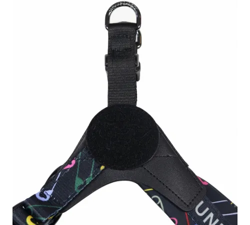 United Pets Шлейка Complete me, черный с разноцветными булавками, 1,5 х 34-42 см