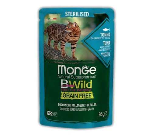 Monge Пауч BWild GF Sterilised Cat (Тунец, овощи), 85 г