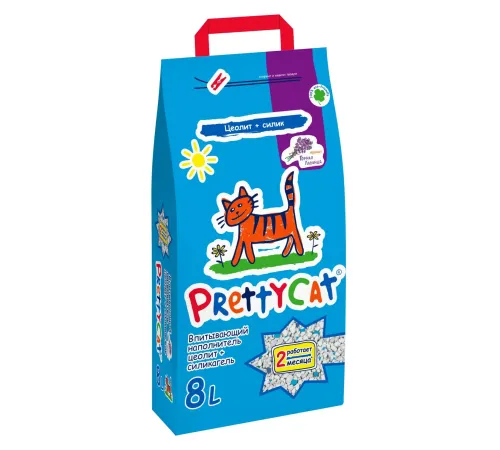 PrettyCat Наполнитель глиняный Naturel (Лаванда), 4 кг (8 л)