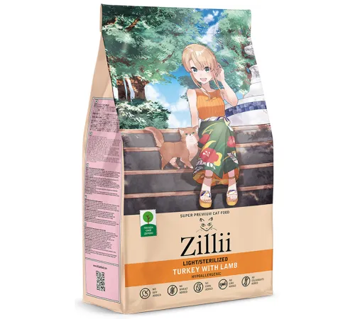 ZILLII Light & Sterilized Cat (Индейка, ягненок), 400 г