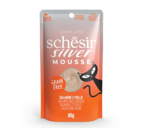Schesir Silver Mousse (Курица, лосось и тыква), 80 г