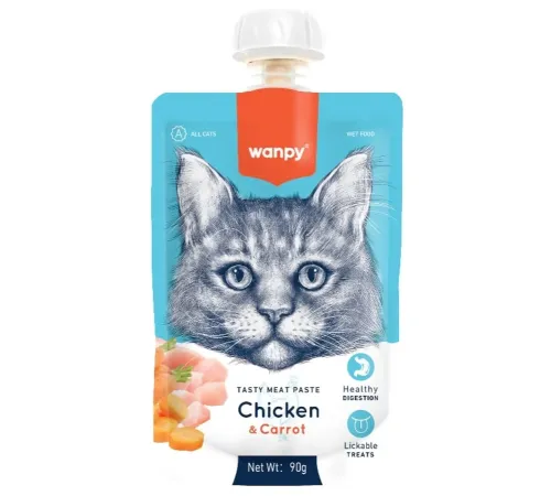 Wanpy Cat Мясной мусс из курицы и моркови, 90 г