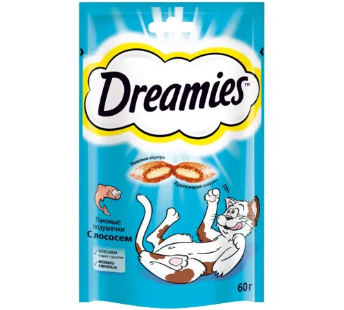 Dreamies Подушечки для кошек с лососем 60 г