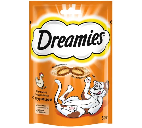 Dreamies Подушечки для кошек с курицей 30 г