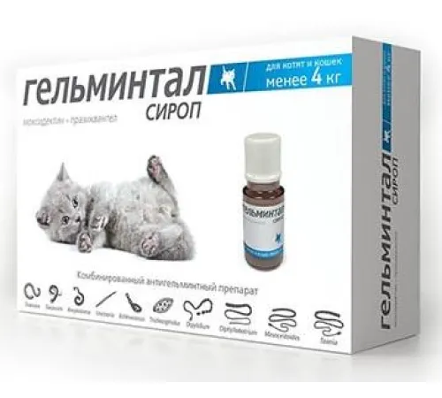 Экопром Гельминтал Сироп для кошек и котят до 4 кг 5 мл
