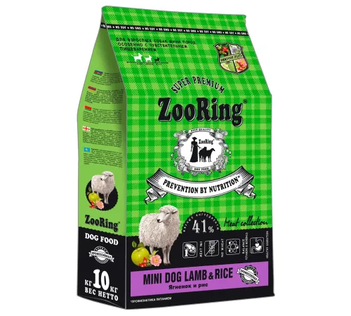 ZooRing Adult Mini Dog (Ягненок, рис), 10 кг