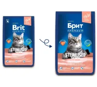 Брит Премиум Cat Sterilised (Лосось, курица) 8 кг