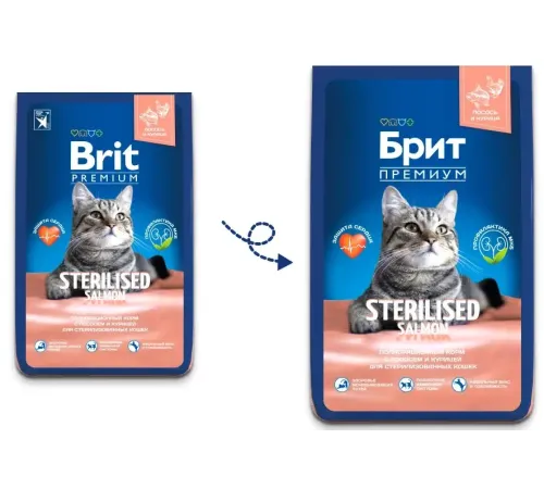 Брит Премиум Cat Sterilised (Лосось, курица) 8 кг