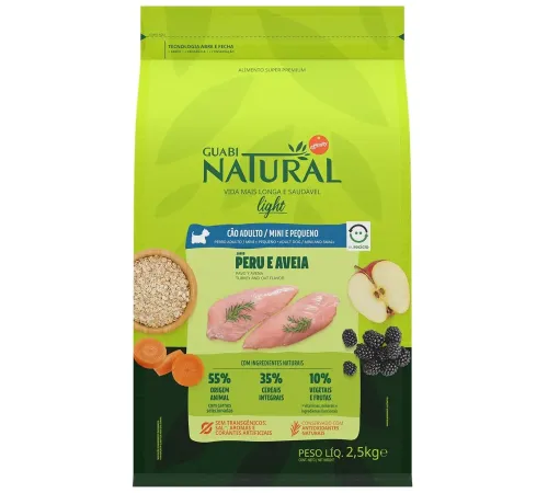 Guabi Natural Dog Mini Light (Индейка, овес), 2,5 кг