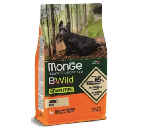 Monge Dog BWild Grain Free Adult Mini (Утка, картофель) 2,5 кг