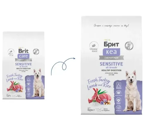 Брит Кеа Dog Adult Sensitive Healthy Digestion (Индейка, ягненок), 1,5 кг New