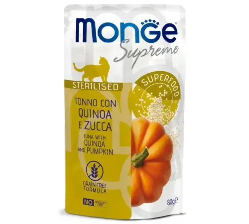 Monge Supreme Sterilized Cat Пауч из тунца с киноа и тыквой, 80 г