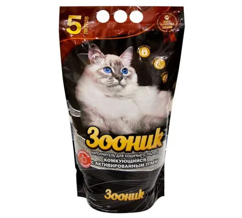 Зооник Наполнитель комкующийся с углём, 5 л