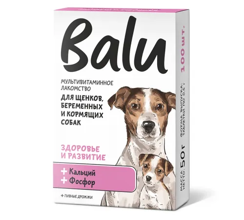 BALU Здоровье и развитие Мультивитаминное лакомство для щенков, 100 таб