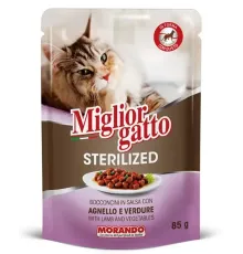 Miglior Gatto Sterilized Кусочки в соусе (Ягненок, овощи), 85 г