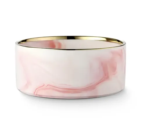 Red Bow Миска керамическая, розовый мрамор/золото, 400 мл