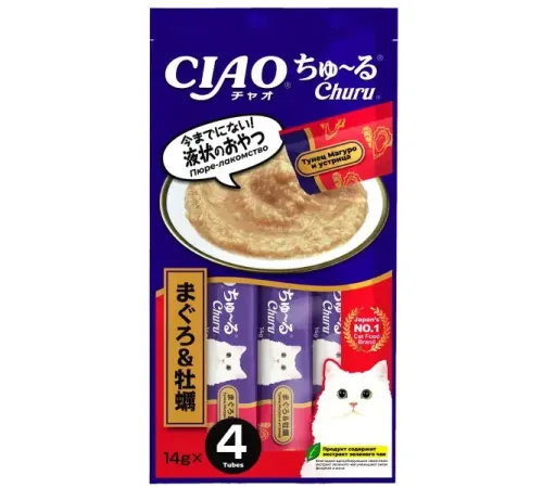 INABA CIAO Churu Тунец с устрицами, 14 г х 4 шт (уп)