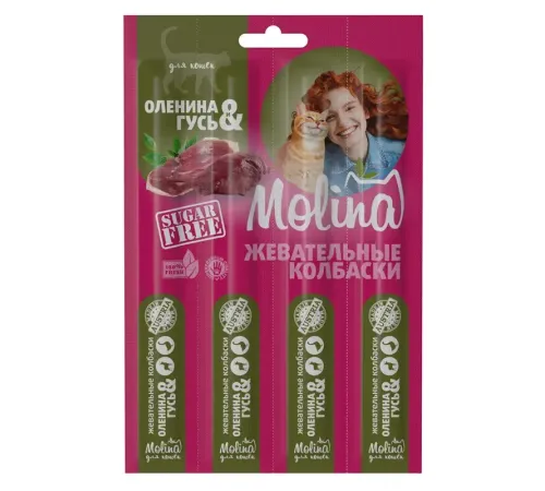 Molina Жевательные колбаски для кошек Оленина и гусь, 20 г