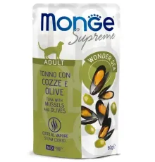 Monge Supreme Adult Cat Пауч с тунцом, мидиями и оливками, 80 г