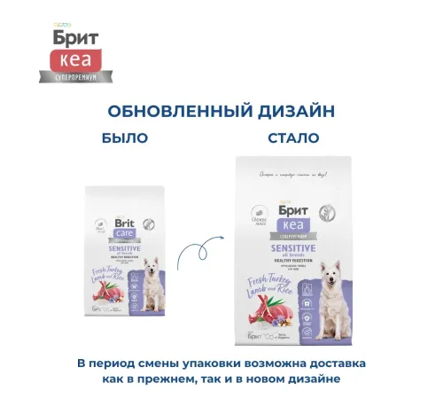 Брит Кеа Dog Adult Sensitive Healthy Digestion (Индейка, ягненок), 1,5 кг New