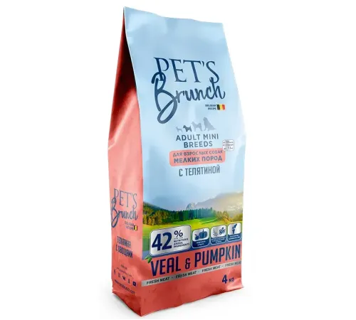 Pet's Brunch Adult Mini Breeds (Телятина и тыква), 4 кг
