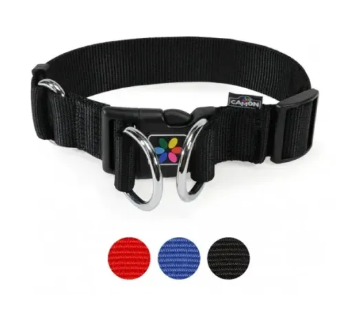 CAMON Ошейник с пластиковой пряжкой и двойным кольцом для поводка, 38x490-710 мм, синий