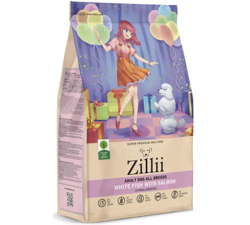 ZILLII Adult Dog (Белая рыба, лосось), 800 г