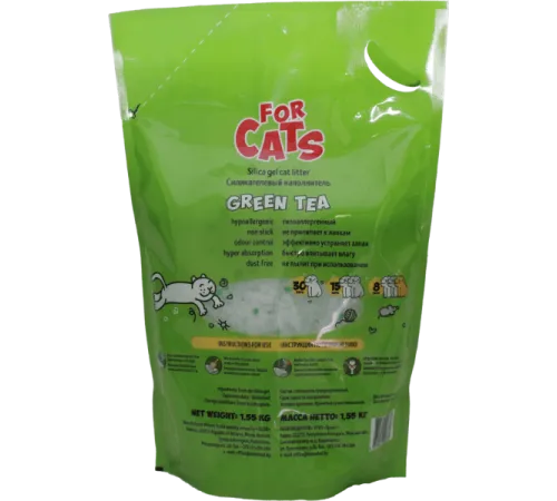 FOR CATS Наполнитель силикагелевый (зеленый чай), 4 л