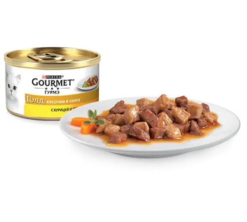 Gourmet Голд Кусочки в соусе с курицей и печенью, 85 г