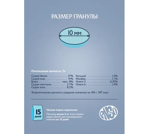 ENSO Dog Formula Monoprotein Adult Small Breed (Белая рыба), 400 г