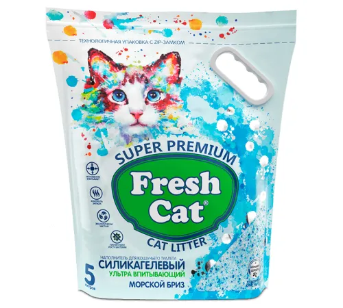 Fresh Cat Силикагелевый наполнитель Морской бриз, 5 л
