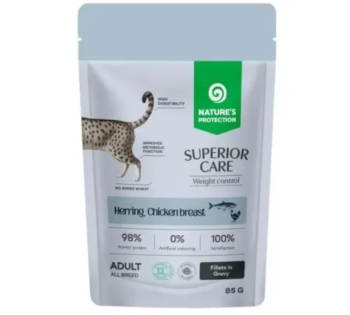 Nature's Protection SC Adult Weight Control (Сельдь, куриная грудка в соусе), 85 г