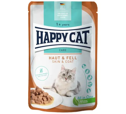 Happy Cat Care Skin & Coat Кусочки в соусе, 85 г