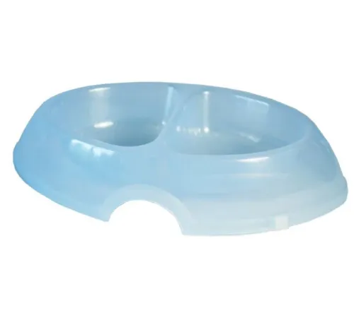 ZooExpress Миска для животных двойная DeLuxe, прозрачная, 2 х 0,2 л