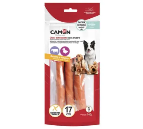 CAMON Роллы из говяжьей кожи с уткой 17 см, 140 г