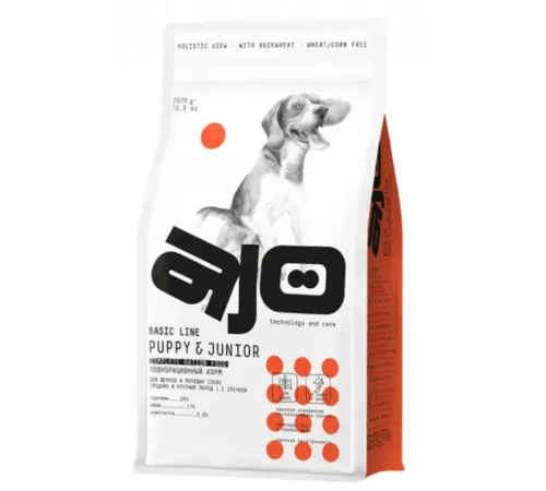 AJO Basic Line Medium&Maxi Puppy&Junior, 2 кг