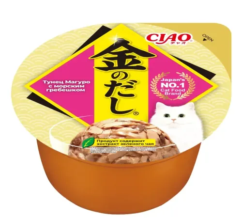 INABA CIAO Kinnodashi cup Тунец Магуро с морским гребешком, 70 г