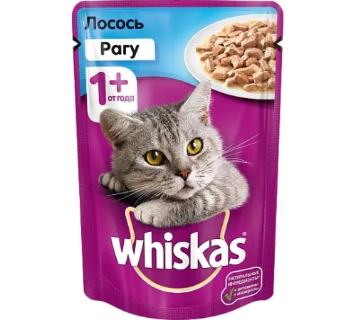 Whiskas рагу с лососем, 85 г х 28 шт (уп)
