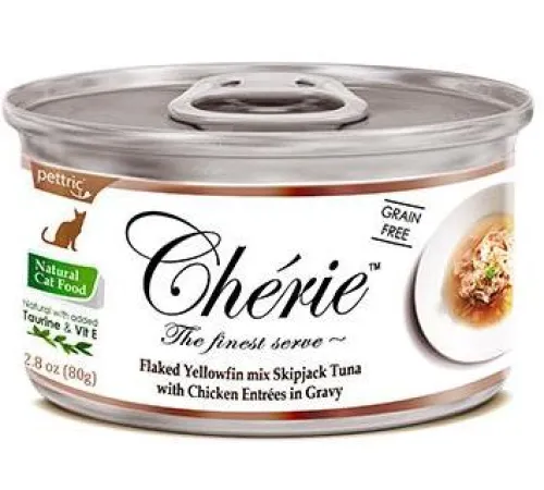 Cherie хлопья тунца с кусочками курицы в подливке 80 г