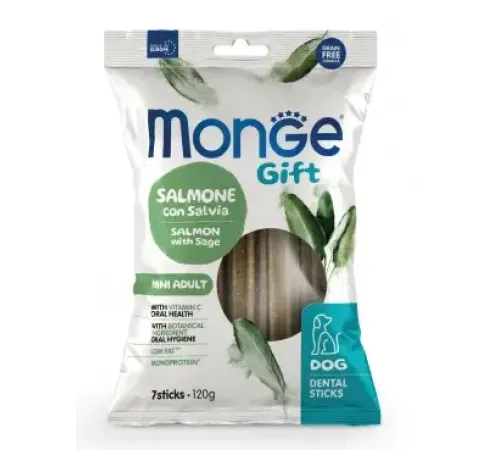 Monge Gift Mini Dog Зубные палочки с лососем и шалфеем, 120 г