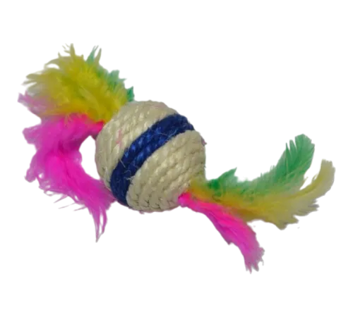 Ekia Игрушка для кошек Мяч с перьями, 4,5 см