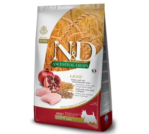 Farmina N&D Ancestral Grain Light Adult Mini (Курица и гранат), 2,5 кг