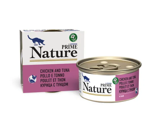 Prime Nature Консервы (Курица с тунцом в бульоне) для кошек, 85 г