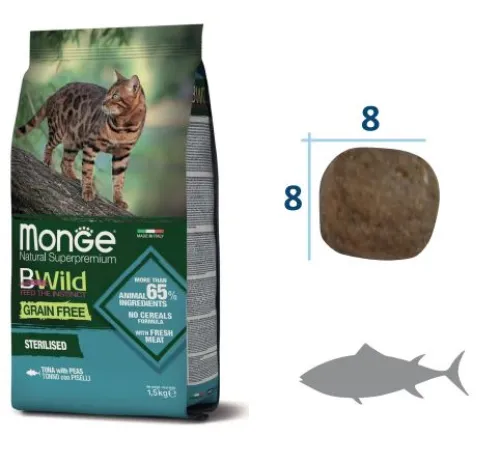 Monge Cat Bwild Grain Free Sterilized (Тунец), 1,5 кг
