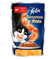 Felix Sensations для кошек (Говядина с томатами в желе) 85 г х 10 шт