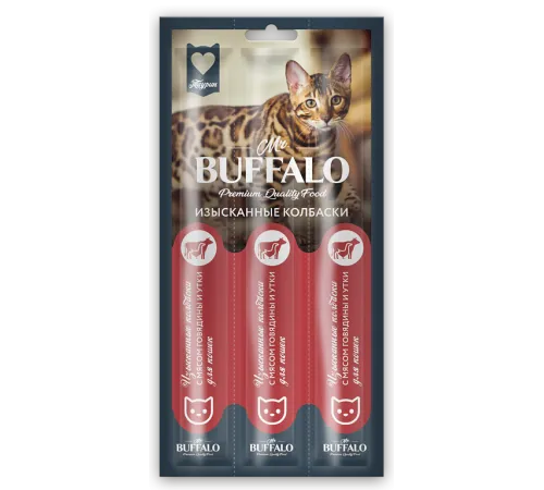 Mr. Buffalo Колбаски с мясом говядины и утки, 3 шт (уп)