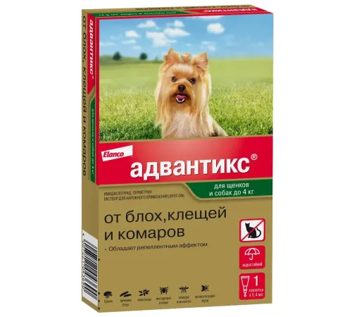 Elanco Адвантикс для собак до 4 кг, 1 пипетка